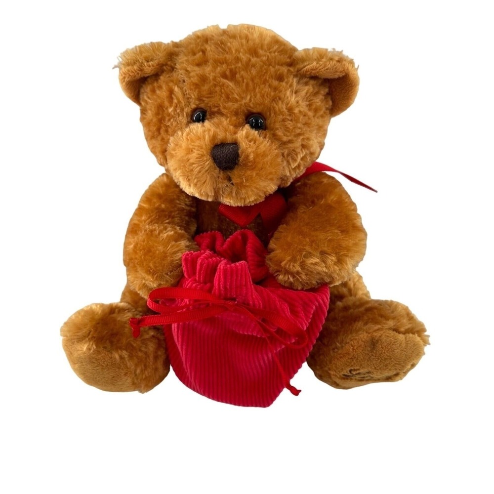 Lindt Plush Teddy Bear With Red Bag 8" Brown Soft‎ Stuffed Animal Collectible